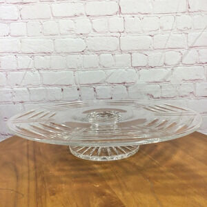 Stuart Crystal England Round Clear Glass Cake Pedestal Dish